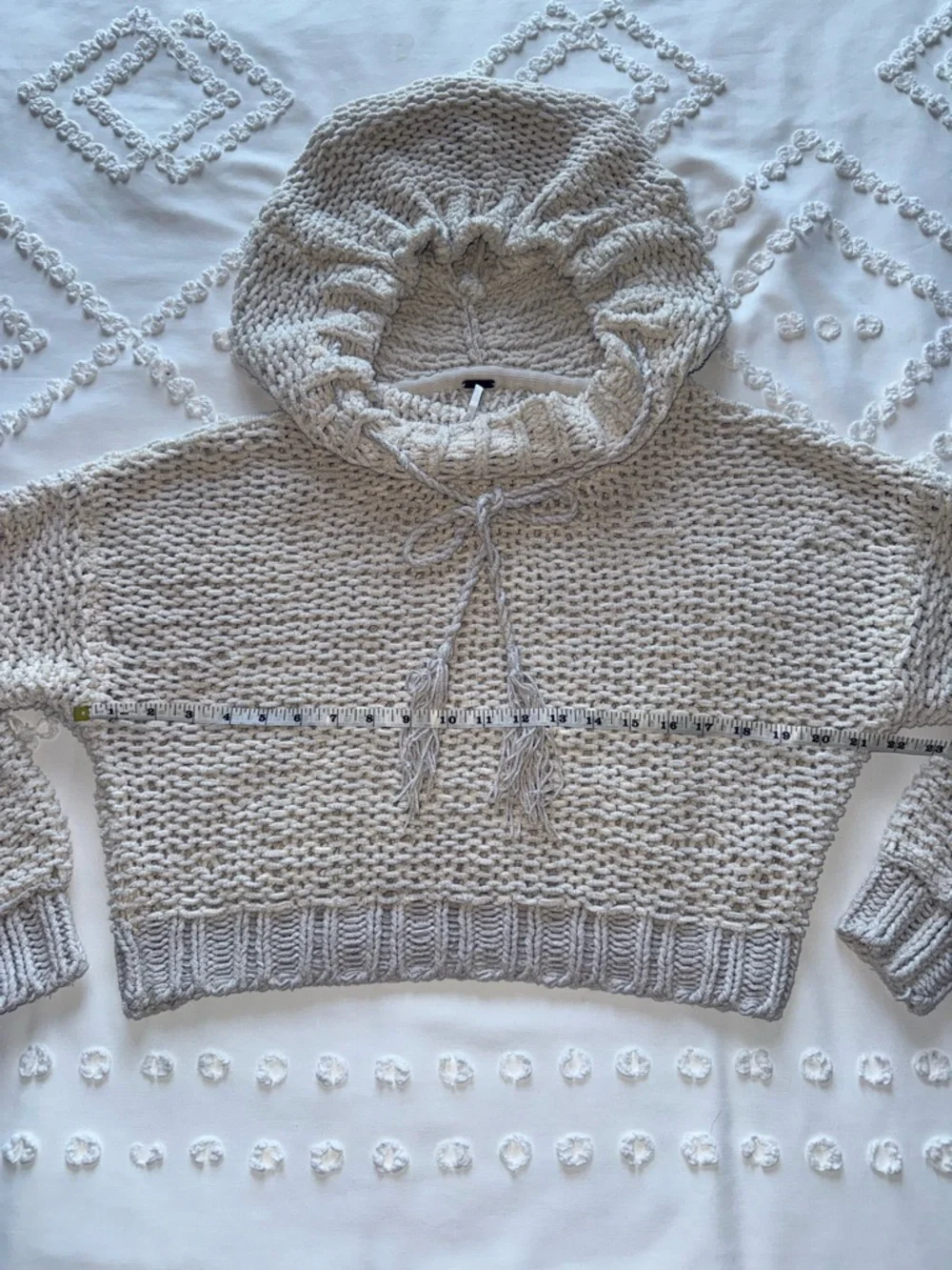 Free People Cream Knit Cowl Sweater with Tassel Tie - Picture 6 of 10
